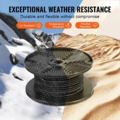 3/8 In. Bungee Cord, 120 Ft./36 M Spool Heavy Duty Bungee Straps, 100% Stretch Elastic Bungee Rope For Cargo, Tarps -Patio Furniture Shop black vevor plant hangers dlkzd100inchhnpjav0 4f 1000