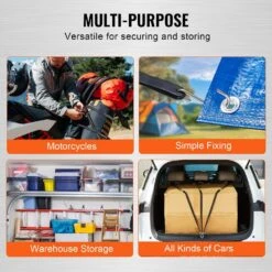 50 Piece Flat Bungee Cord, 19.8 Mm Heavy Duty Bungee Straps With Steel S-Hooks, 21 In. Elastic Bungee Rope For Cargo -Patio Furniture Shop black vevor plant hangers dlkzd21inch5oprhav0 1f 1000