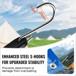 50 Piece Flat Bungee Cord, 19.8 Mm Heavy Duty Bungee Straps With Steel S-Hooks, 21 In. Elastic Bungee Rope For Cargo -Patio Furniture Shop black vevor plant hangers dlkzd21inch5oprhav0 44 1000