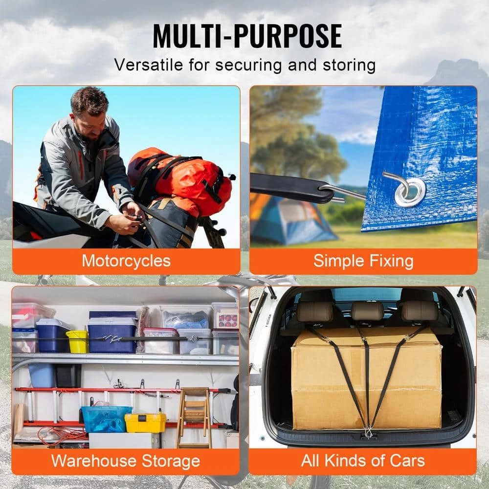 50 Piece Flat Bungee Cord, 19.8 Mm Heavy Duty Bungee Straps With Steel S-Hooks, 31 In. Elastic Bungee Rope For Cargo 6 50 Piece Flat Bungee Cord, 19.8 Mm Heavy Duty Bungee Straps With Steel S-Hooks, 31 In. Elastic Bungee Rope For Cargo - Image 4