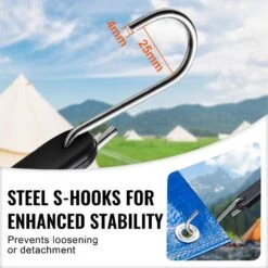 10 Piece Flat Bungee Cord, 20 Mm Heavy Duty Bungee Straps W/ Steel S-Hooks, 36 In. Elastic Bungee Rope For Cargo, Tarps -Patio Furniture Shop black vevor plant hangers dlkzd36inch1y2zi5v0 44 1000