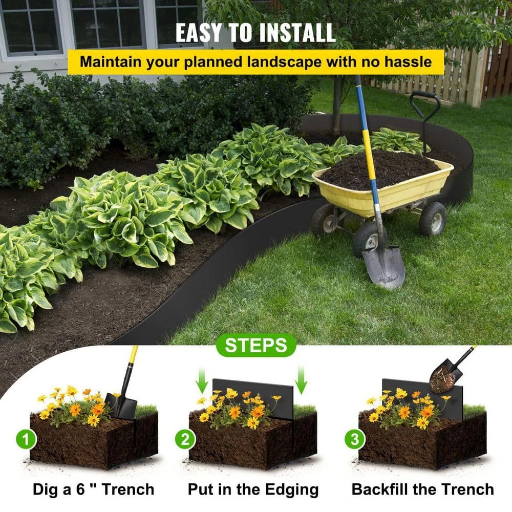 Plastic Landscape Edging 10 In. X 60 Ft. Recycled HDPE Coiled Terrace Board For Landscaping Against Invading Weeds 8 Plastic Landscape Edging 10 In. X 60 Ft. Recycled HDPE Coiled Terrace Board For Landscaping Against Invading Weeds - Image 6