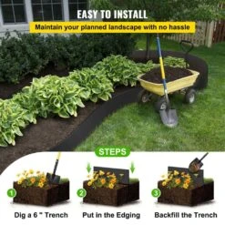 Plastic Landscape Edging 10 In. X 80 Ft. Recycled HDPE Coiled Terrace Board For Landscaping Against Invading Weeds -Patio Furniture Shop black vevor plastic edging pbcppztjycb80b9itv0 fa 1000