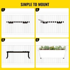 Railing Planter 88 Lbs. Planter Box Brackets 37.01 In. X 7.87 In. X 2.76 In. Black Rust Resistant Metal Material Planter -Patio Furniture Shop black vevor railing planters ycjszzzj36rzre3flv0 44 1000