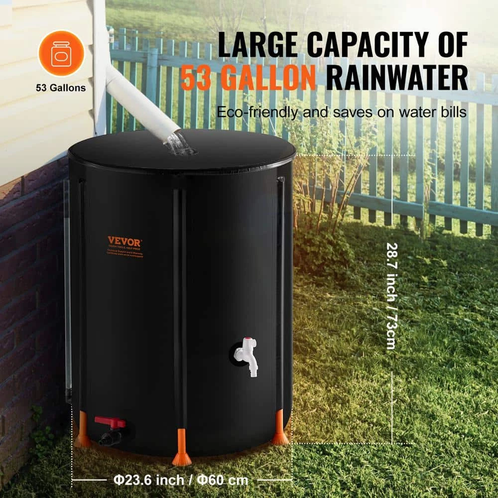 Collapsible Rain Barrel, 53 Gal./201 L Portable Rain Water Collection Barrel PVC Rainwater Collection System 6 Collapsible Rain Barrel, 53 Gal./201 L Portable Rain Water Collection Barrel PVC Rainwater Collection System - Image 4
