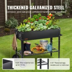 42.5 In. X 19.5 In. X 31.5 In. Black Steel Raised Garden Bed Elevated Outdoor Planting Boxes With Legs -Patio Furniture Shop black vevor raised planter boxes gjsjszzcths37xxg2v0 1f 1000