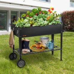 42.5 In. X 19.5 In. X 31.5 In. Black Steel Raised Garden Bed Elevated Outdoor Planting Boxes With Legs -Patio Furniture Shop black vevor raised planter boxes gjsjszzcths37xxg2v0 31 1000