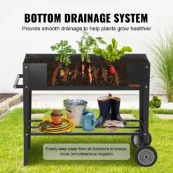 42.5 In. X 19.5 In. X 31.5 In. Black Steel Raised Garden Bed Elevated Outdoor Planting Boxes With Legs -Patio Furniture Shop black vevor raised planter boxes gjsjszzcths37xxg2v0 44 1000