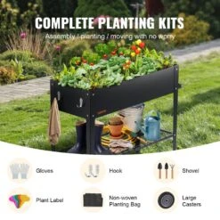 42.5 In. X 19.5 In. X 31.5 In. Black Steel Raised Garden Bed Elevated Outdoor Planting Boxes With Legs -Patio Furniture Shop black vevor raised planter boxes gjsjszzcths37xxg2v0 4f 1000