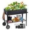 42.5 In. X 19.5 In. X 31.5 In. Black Steel Raised Garden Bed Elevated Outdoor Planting Boxes With Legs