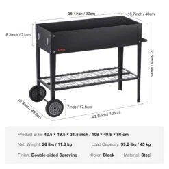 42.5 In. X 19.5 In. X 31.5 In. Black Steel Raised Garden Bed Elevated Outdoor Planting Boxes With Legs -Patio Furniture Shop black vevor raised planter boxes gjsjszzcths37xxg2v0 76 1000