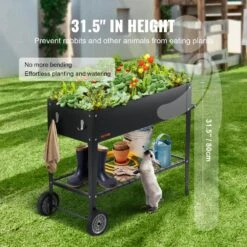 42.5 In. X 19.5 In. X 31.5 In. Black Steel Raised Garden Bed Elevated Outdoor Planting Boxes With Legs -Patio Furniture Shop black vevor raised planter boxes gjsjszzcths37xxg2v0 fa 1000