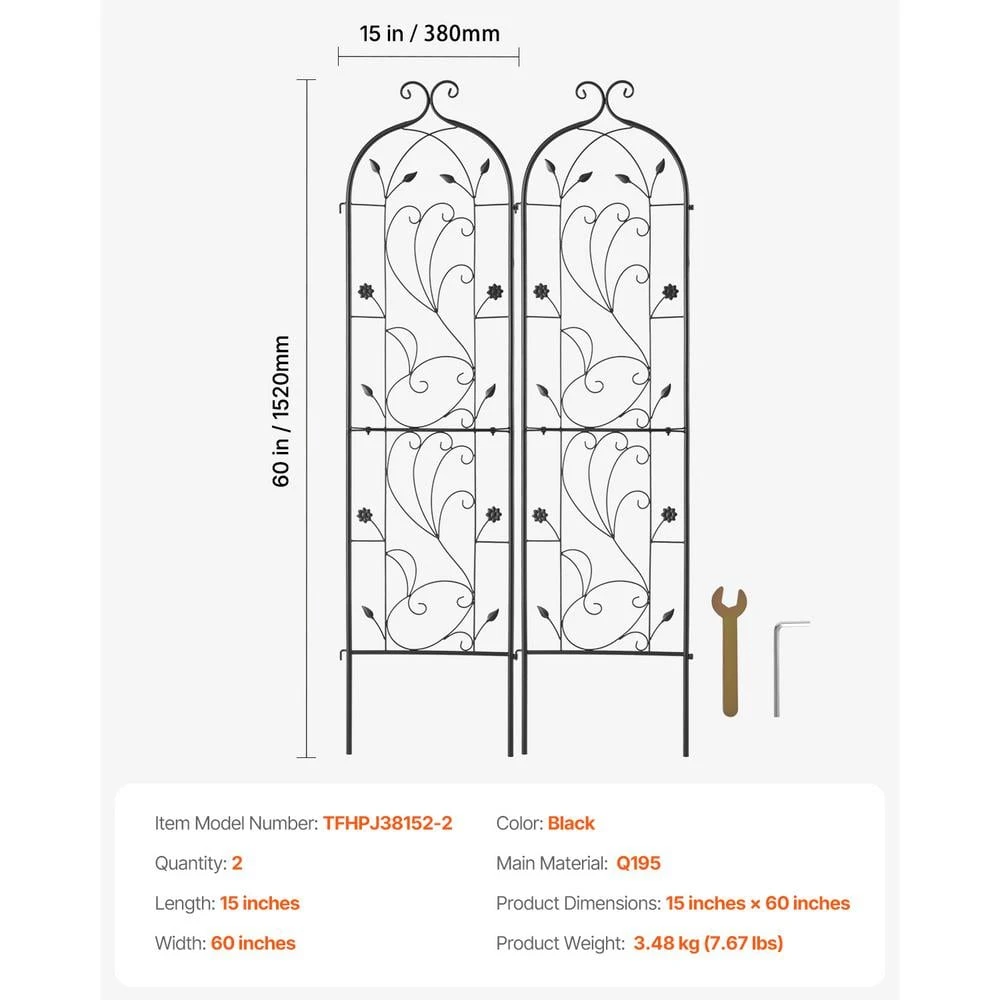 Garden Trellis For Climbing Plants, 60 X 15 In., 2 Packs Rustproof Metal Garden Flower Trellis, Climbing Rose Trellis 9 Garden Trellis For Climbing Plants, 60 X 15 In., 2 Packs Rustproof Metal Garden Flower Trellis, Climbing Rose Trellis - Image 7