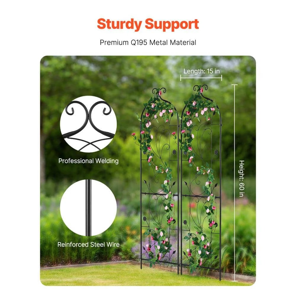 Garden Trellis For Climbing Plants, 60 X 15 In., 2 Packs Rustproof Metal Garden Flower Trellis, Climbing Rose Trellis 4 Garden Trellis For Climbing Plants, 60 X 15 In., 2 Packs Rustproof Metal Garden Flower Trellis, Climbing Rose Trellis - Image 2