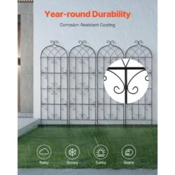 Garden Trellis For Climbing Plants, 71 X 20 In., 4 Packs Rustproof Metal Garden Flower Trellis, Climbing Rose Trellis -Patio Furniture Shop black vevor raised planter boxes hpjhx4jth71wyjpt6v0 1f 1000