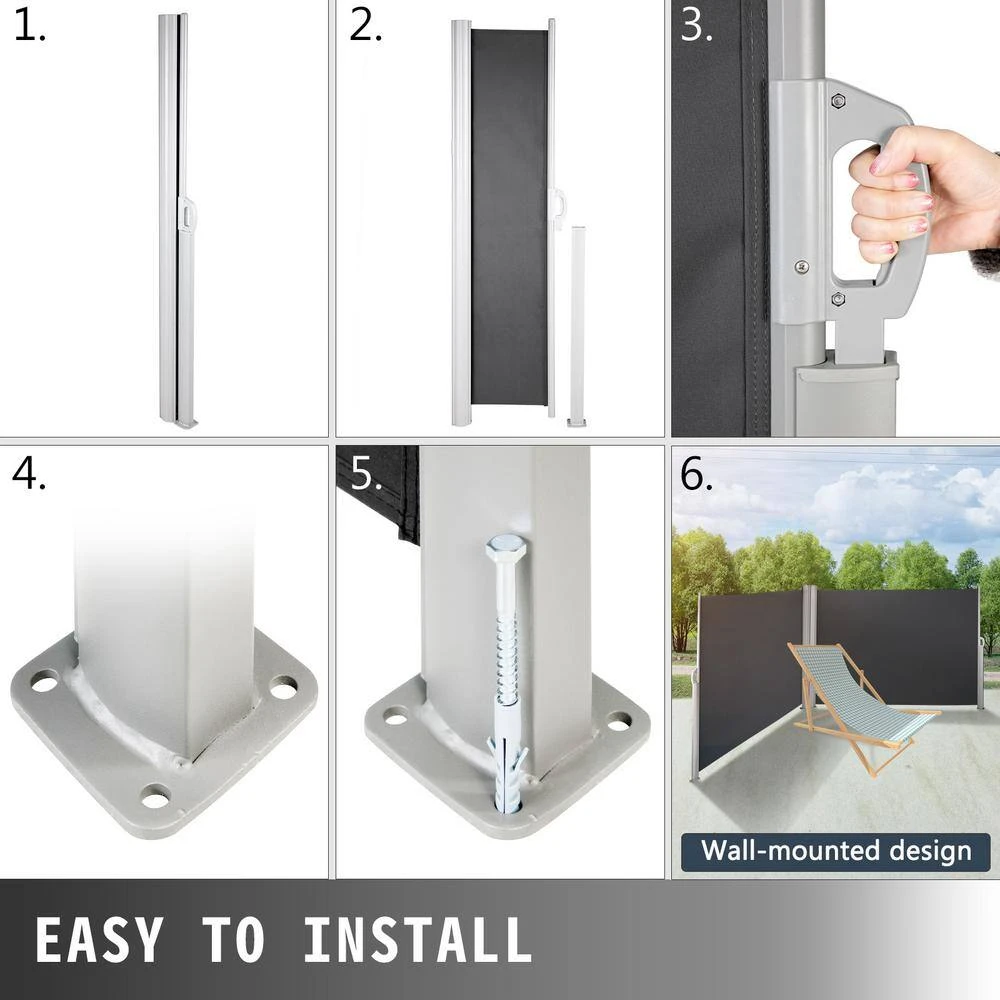 Retractable Awnig-Rugged 236 In. W X 71 In. H Full Aluminum Rust-Proof Patio Sunshine Privacy Divider Wind Screen,Black 8 Retractable Awnig-Rugged 236 In. W X 71 In. H Full Aluminum Rust-Proof Patio Sunshine Privacy Divider Wind Screen,Black - Image 6