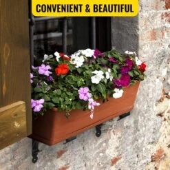 Planter Box Brackets 24 In. X 10.5 In. X 10 In. Black Iron Window Boxes And Troughs (1-Pack) -Patio Furniture Shop black vevor window boxes ycjszzzj1pc24zyemv0 fa 1000