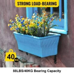 24 In. X 10.5 In. X 10 In. Black Iron Window Boxes And Troughs, Planter Box Brackets (2-Pack) -Patio Furniture Shop black vevor window boxes ycjszzzj2pc24w3c9v0 1f 1000