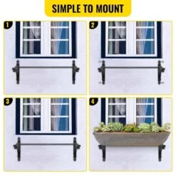 24 In. X 10.5 In. X 10 In. Black Iron Window Boxes And Troughs, Planter Box Brackets (2-Pack) -Patio Furniture Shop black vevor window boxes ycjszzzj2pc24w3c9v0 44 1000