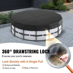 15 Ft. Round Pool Cover Solar Covers For Above Ground Pools Safety Pool Cover -Patio Furniture Shop black vevor winter pool covers dsycaqycg15f61twjv0 44 1000