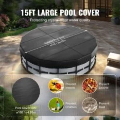 15 Ft. Round Pool Cover Solar Covers For Above Ground Pools Safety Pool Cover -Patio Furniture Shop black vevor winter pool covers dsycaqycg15f61twjv0 4f 1000
