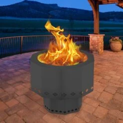 Smokeless Fire Pit Carbon Steel Stove Bonfire Large 15 In. Dia Wood Burning Fire Pit Outdoor Stove Bonfire Fire Pit -Patio Furniture Shop black vevor wood burning fire pits ftsdb151512 5jldhv0 31 1000