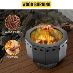 Smokeless Fire Pit Carbon Steel Stove Bonfire Large 15 In. Dia Wood Burning Fire Pit Outdoor Stove Bonfire Fire Pit -Patio Furniture Shop black vevor wood burning fire pits ftsdb151512 5jldhv0 44 1000
