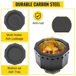 Smokeless Fire Pit Carbon Steel Stove Bonfire Large 15 In. Dia Wood Burning Fire Pit Outdoor Stove Bonfire Fire Pit -Patio Furniture Shop black vevor wood burning fire pits ftsdb151512 5jldhv0 4f 1000