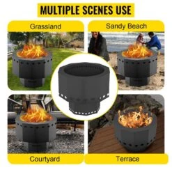 Smokeless Fire Pit Carbon Steel Stove Bonfire Large 15 In. Dia Wood Burning Fire Pit Outdoor Stove Bonfire Fire Pit -Patio Furniture Shop black vevor wood burning fire pits ftsdb151512 5jldhv0 76 1000