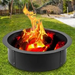 39 In. Dia X 10 In. H Steel Fire Pit Ring Fire Pit Insert Round Park Style Charcoal Grill With 0.12 In. Thick For Park -Patio Furniture Shop black vevor wood burning fire pits skhp45x39x10yc001v0 31 1000
