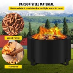 Stove Bonfire Carbon Steel Smokeless Fire Pit 23.6 In. Dia Stove Bonfire Fire Pit Double Wall Design Fire Bowl -Patio Furniture Shop black vevor wood burning fire pits y23 623 614 2wyzyv0 1f 1000