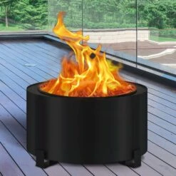 Stove Bonfire Carbon Steel Smokeless Fire Pit 23.6 In. Dia Stove Bonfire Fire Pit Double Wall Design Fire Bowl -Patio Furniture Shop black vevor wood burning fire pits y23 623 614 2wyzyv0 31 1000