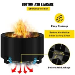 Stove Bonfire Carbon Steel Smokeless Fire Pit 23.6 In. Dia Stove Bonfire Fire Pit Double Wall Design Fire Bowl -Patio Furniture Shop black vevor wood burning fire pits y23 623 614 2wyzyv0 fa 1000