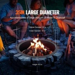 Fire Pit Ring Round 35 In. Outer Steel Liner DIY Campfire Ring Firepit For Outdoor Camping, Bonfires -Patio Furniture Shop black vevor wood burning fire pits yxhh31inch158oeesv0 4f 1000