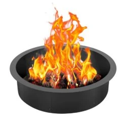 Fire Pit Ring Round 35 In. Outer Steel Liner DIY Campfire Ring Firepit For Outdoor Camping, Bonfires