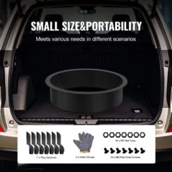 Fire Pit Ring Round 35 In. Outer Steel Liner DIY Campfire Ring Firepit For Outdoor Camping, Bonfires -Patio Furniture Shop black vevor wood burning fire pits yxhh31inch158oeesv0 fa 1000