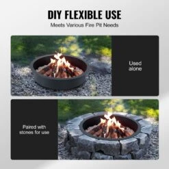 Fire Pit Ring Round 40 In. Outer 36 In. Inner Steel Liner DIY Campfire Firepit For Outdoor Camping, Bonfires -Patio Furniture Shop black vevor wood burning fire pits yxhh36inch157guflv0 1f 1000
