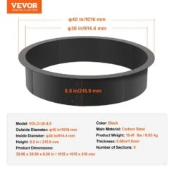 Fire Pit Ring Round 40 In. Outer 36 In. Inner Steel Liner DIY Campfire Firepit For Outdoor Camping, Bonfires -Patio Furniture Shop black vevor wood burning fire pits yxhh36inch157guflv0 76 1000