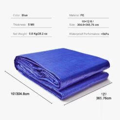 10 Ft. X 12 Ft. Heavy Duty Tarp 5 Mil Polyethylene Tarp Cover Tear UV And Temperature Resistant Blue 16 10 Ft. X 12 Ft. Heavy Duty Tarp 5 Mil Polyethylene Tarp Cover Tear UV And Temperature Resistant Blue -Patio Furniture Shop blue vevor canopy parts fsblspepe10124217v0 76 1000
