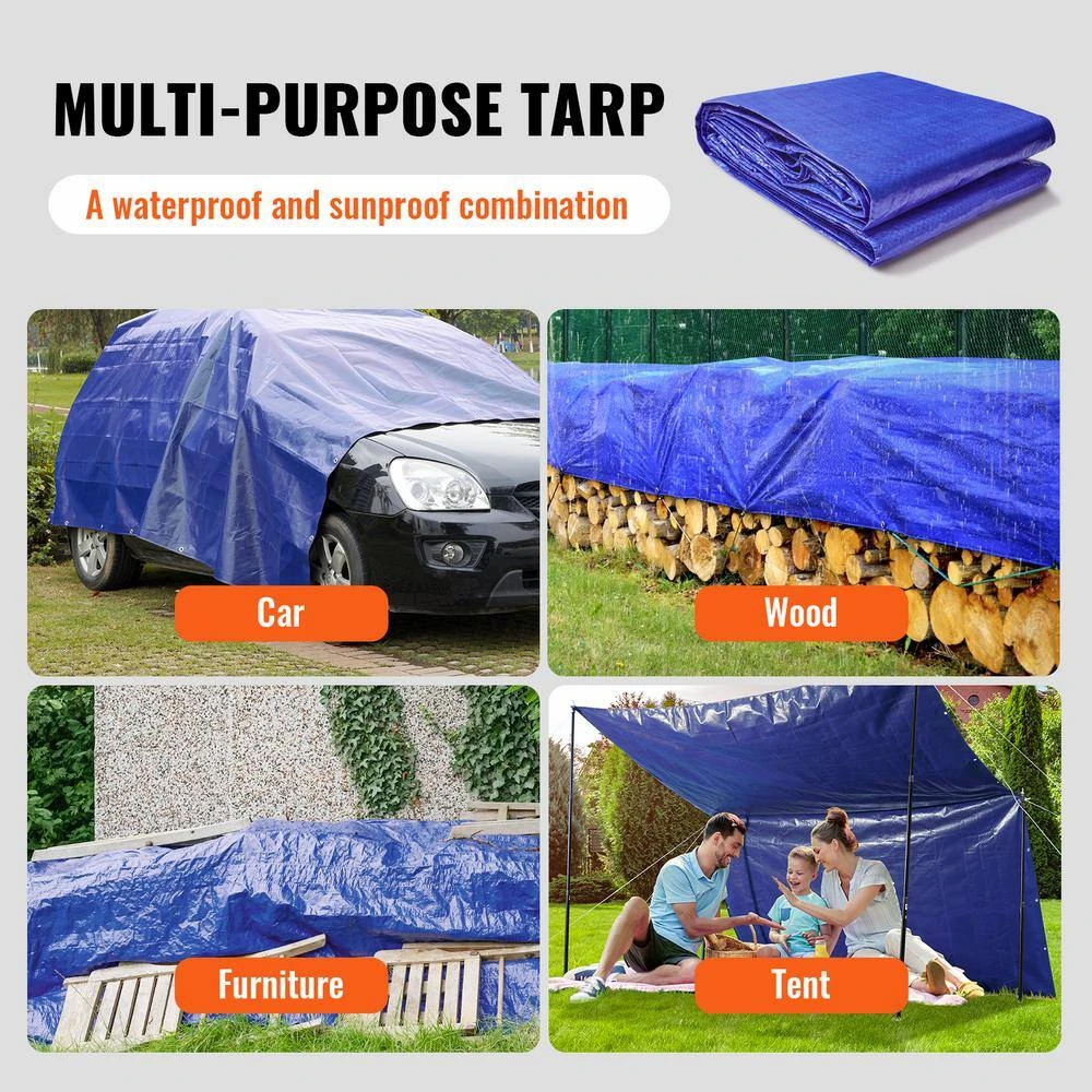 10 Ft. X 12 Ft. Heavy Duty Tarp 5 Mil Polyethylene Tarp Cover Tear UV And Temperature Resistant Blue 8 10 Ft. X 12 Ft. Heavy Duty Tarp 5 Mil Polyethylene Tarp Cover Tear UV And Temperature Resistant Blue - Image 6