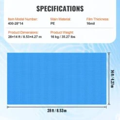 Solar Pool Cover, 28 X 14 Ft Rectangle Solar Blanket For Pools, Inground Above Ground Swimming Pool Solar Cover -Patio Furniture Shop blue vevor solar pool covers tynjrycmjx288gwvpv0 76 1000