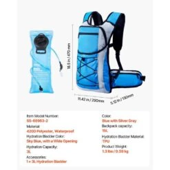 Hydration Backpack, 15l Insulated Hydration Pack Backpack With 3l TPU Water Bladder, Hiking Water Backpack With Storage -Patio Furniture Shop blue with silver gray vevor rain barrels dxksdblscyk03bb5mv0 76 1000
