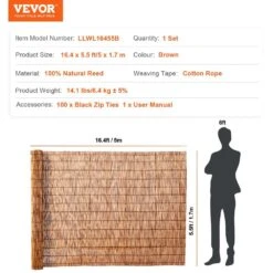 Natural Reed Fencing 5.5 Ft. X 16.4 Ft. Reed Screen Curtain Balcony Reed Fence Roll Backyard Patio Brown Power Source -Patio Furniture Shop brown vevor garden fencing lwwl1jt164ftwa559v0 76 1000