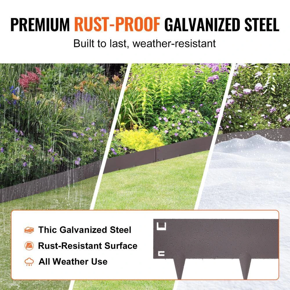 Steel Landscape Edging Steel Garden Edging Borders 0.59 In. W X 39 In. L X 3 In. H Strips Hammer-In Edging Brown 5 Steel Landscape Edging Steel Garden Edging Borders 0.59 In. W X 39 In. L X 3 In. H Strips Hammer-In Edging Brown - Image 3