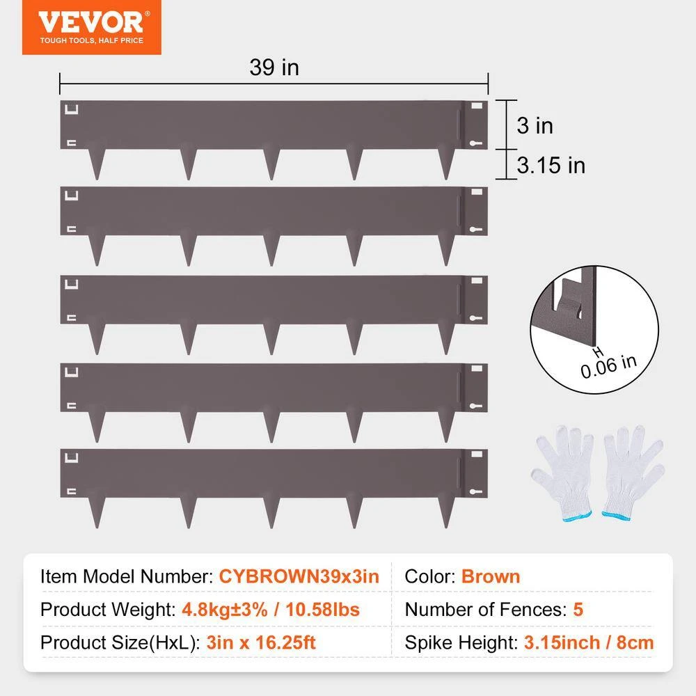 Steel Landscape Edging Steel Garden Edging Borders 0.59 In. W X 39 In. L X 3 In. H Strips Hammer-In Edging Brown 9 Steel Landscape Edging Steel Garden Edging Borders 0.59 In. W X 39 In. L X 3 In. H Strips Hammer-In Edging Brown - Image 7