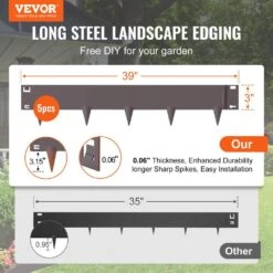 Steel Landscape Edging Steel Garden Edging Borders 0.59 In. W X 39 In. L X 3 In. H Strips Hammer-In Edging Brown 11 Steel Landscape Edging Steel Garden Edging Borders 0.59 In. W X 39 In. L X 3 In. H Strips Hammer-In Edging Brown -Patio Furniture Shop brown vevor metal edging cppz3inch162ambzev0 c3 1000