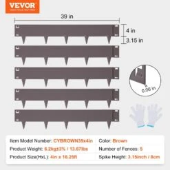 Steel Landscape Edging 5-pack Steel Garden Edging Borders 39 In. L X 4 In. H Strips Hammer-in Edging Border Metal Edging -Patio Furniture Shop brown vevor metal edging cppz4inch162gcvo3v0 76 1000