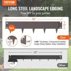 39 In. L X 0.1 In. W X 5 In. H Brown Steel Edging Landscape Steel Garden Edging Borders Strips -Edging Border (5-Pack) -Patio Furniture Shop brown vevor metal edging cppz5inch162r3is3v0 c3 1000
