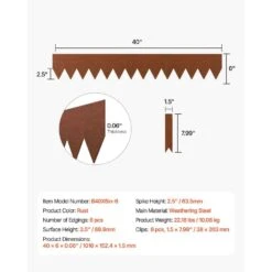 Steel Landscape Edging 6-Packs 40 X 6 X 0.06 In. Weather-Resistant & Pre-Rust Metal Landscape Brown Edging Garden Edging 16 Steel Landscape Edging 6-Packs 40 X 6 X 0.06 In. Weather-Resistant & Pre-Rust Metal Landscape Brown Edging Garden Edging -Patio Furniture Shop brown vevor metal edging nhgjspz6pcs4v29w9v0 76 1000