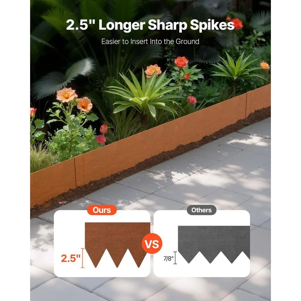 Steel Landscape Edging 6-Packs 40 X 6 X 0.06 In. Weather-Resistant & Pre-Rust Metal Landscape Brown Edging Garden Edging 4 Steel Landscape Edging 6-Packs 40 X 6 X 0.06 In. Weather-Resistant & Pre-Rust Metal Landscape Brown Edging Garden Edging - Image 2